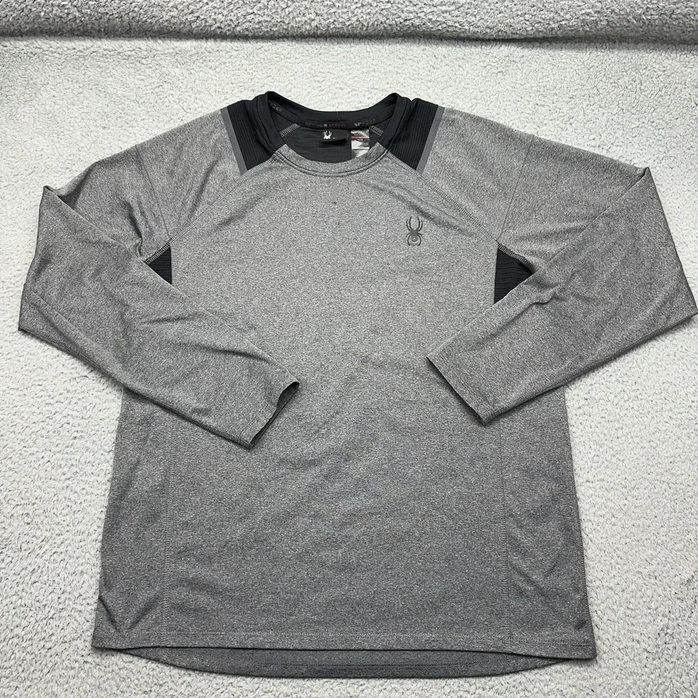 Spyder Active Men Medium ProWeb Grey Heather 4-Way Stretch L/S Activewear Shirt